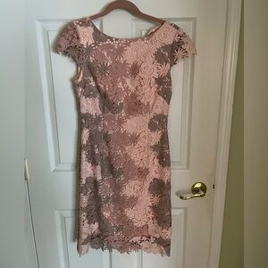 Pink Floral Lace Dress, Size 2
